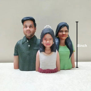 Family of 3 Half Body Miniatures with Set of 4 Different Sizes (5 Inch, 8 Inch, 10 Inch, 12 Inch)
