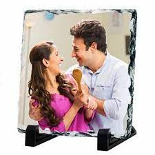 Sublimation  20 x 20 cm Square Skirt Slate Photo Plaque Picture Frame Custom Picture Frame Novelty for Wedding, Birthday, Baby Birth